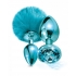 Nixie Metal Butt Plug Set - Pom Pom & Jewel Blue