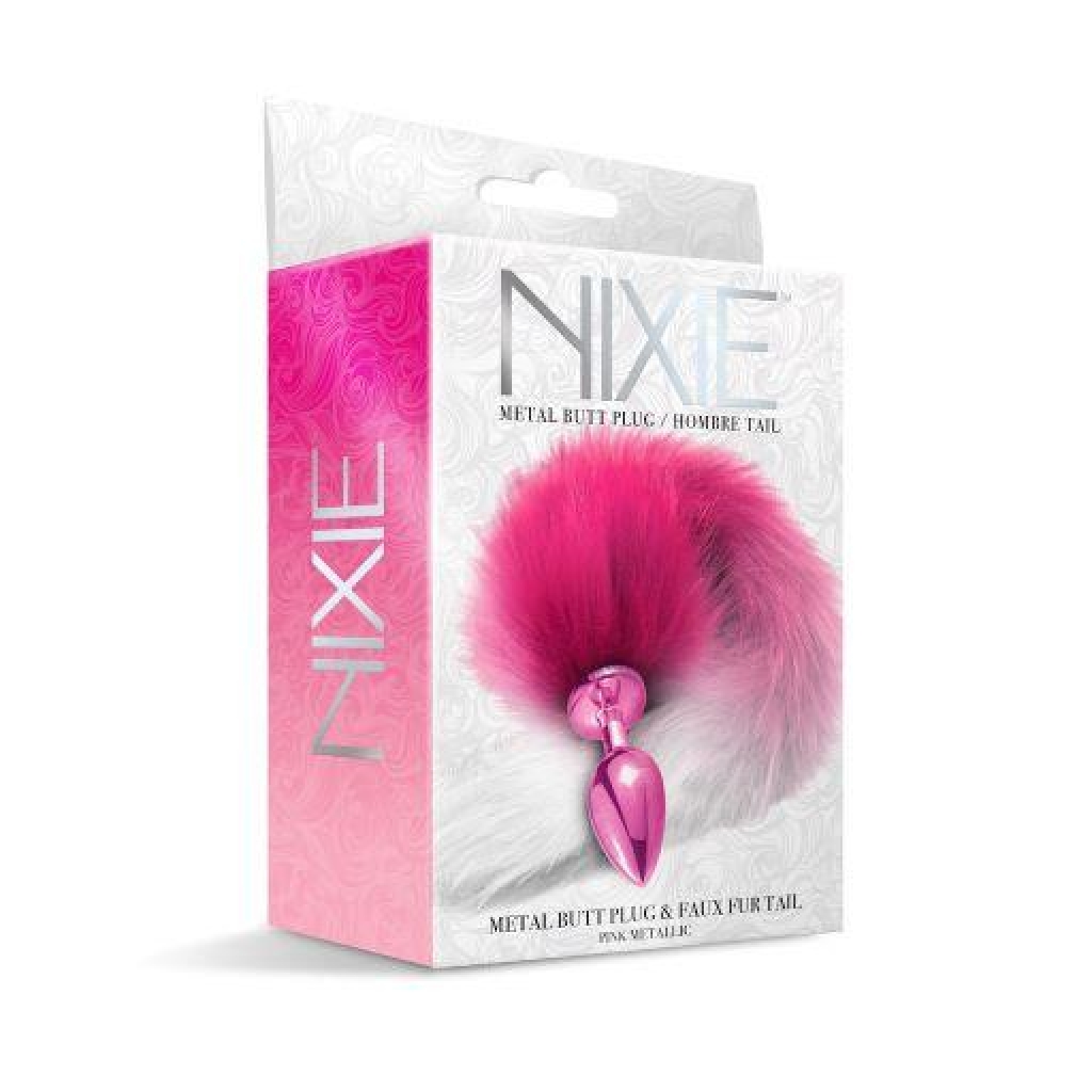 Nixie Metal Plug W/ Ombre Tail Medium Pink Metallic - Anal Plugs