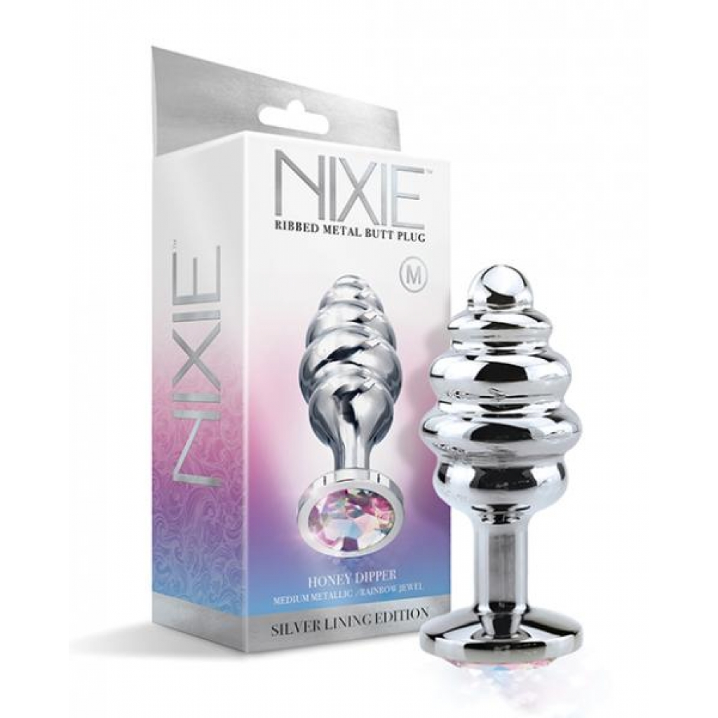 Nixie Honey Dripper Medium Ribbed Stainless Steel Plug - Anal Plugs