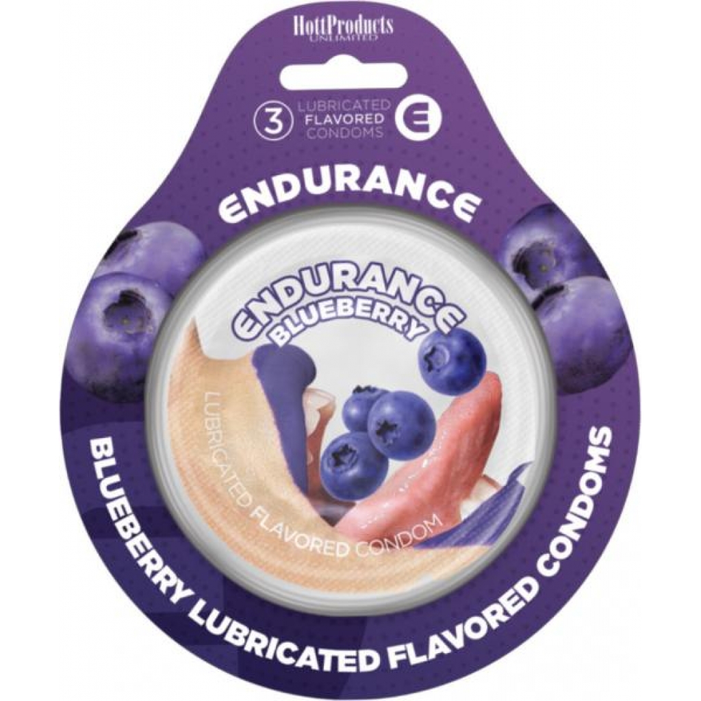 Endurance Flavored Condoms 3pk-blueberry - Condoms