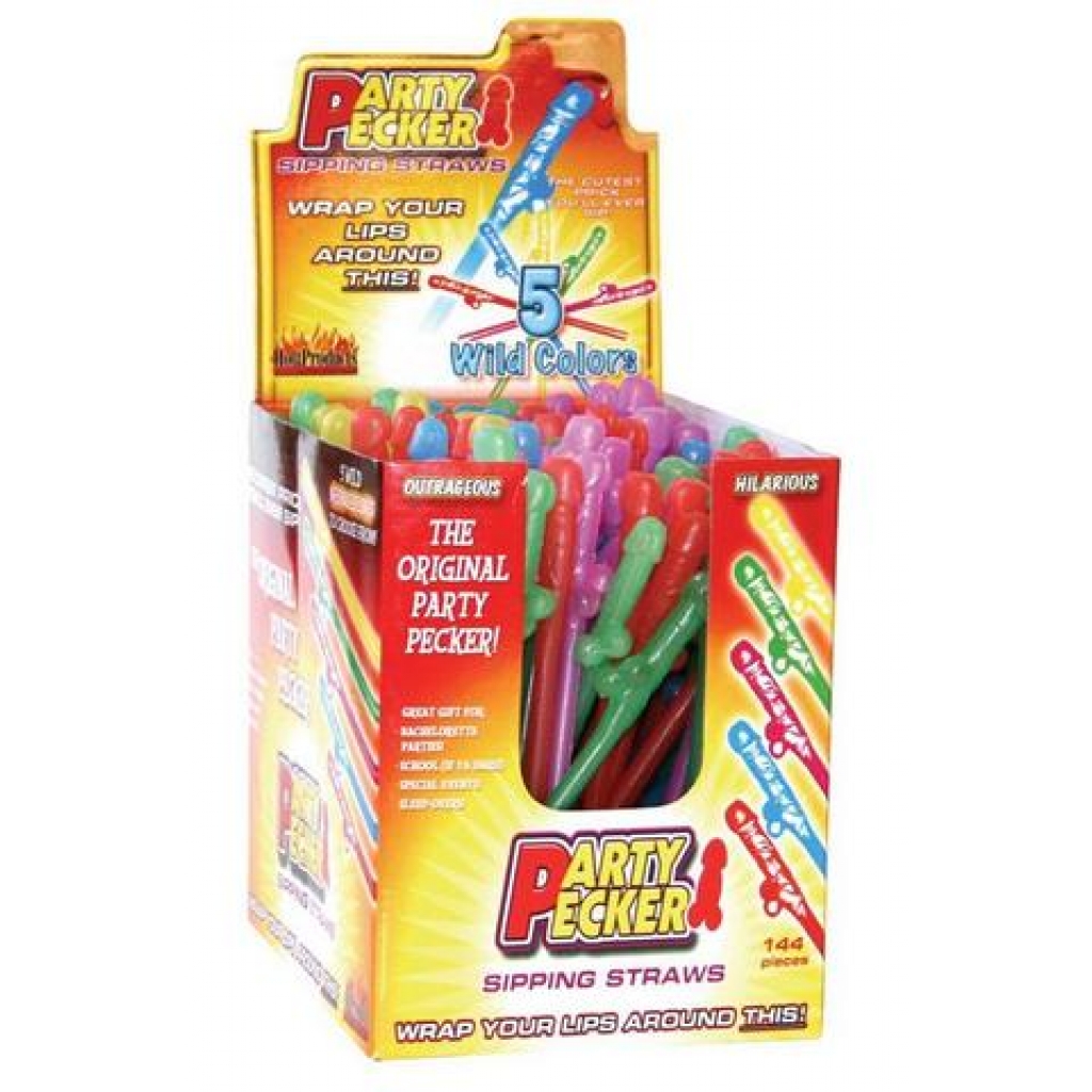 Party Pecker Sipping Straws 144 Pieces Display - Serving Ware