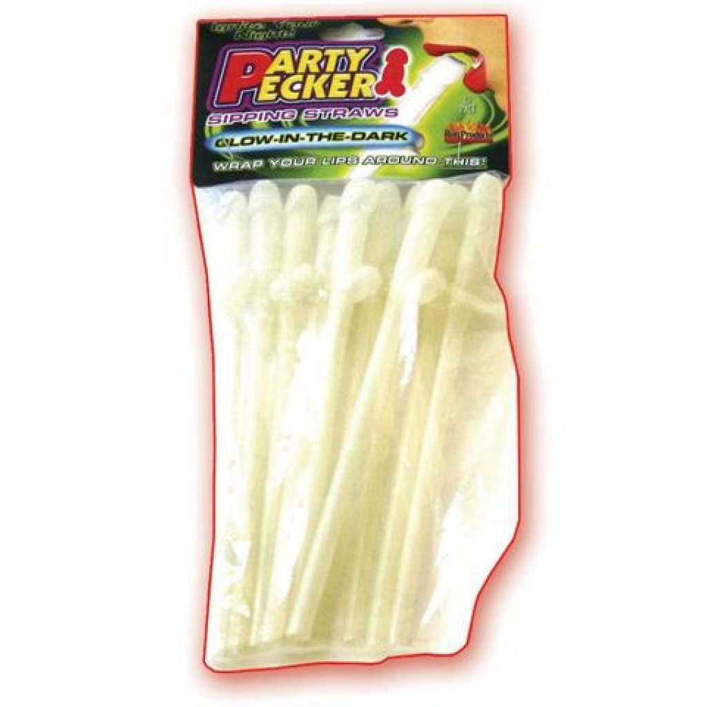 Party Pecker Sipping Straws Glows 10 Pack - Serving Ware