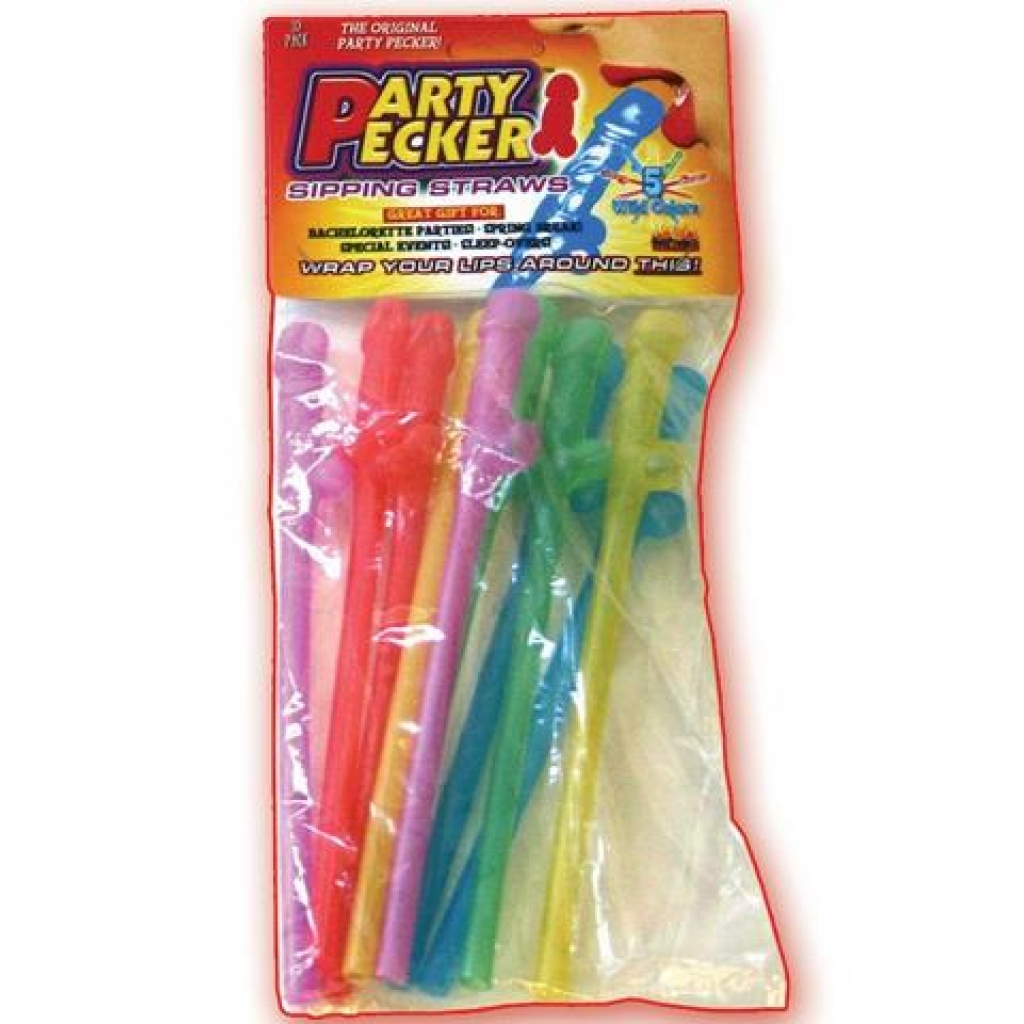 Party Pecker Sipping Straws-10 Pack Asst. - Serving Ware