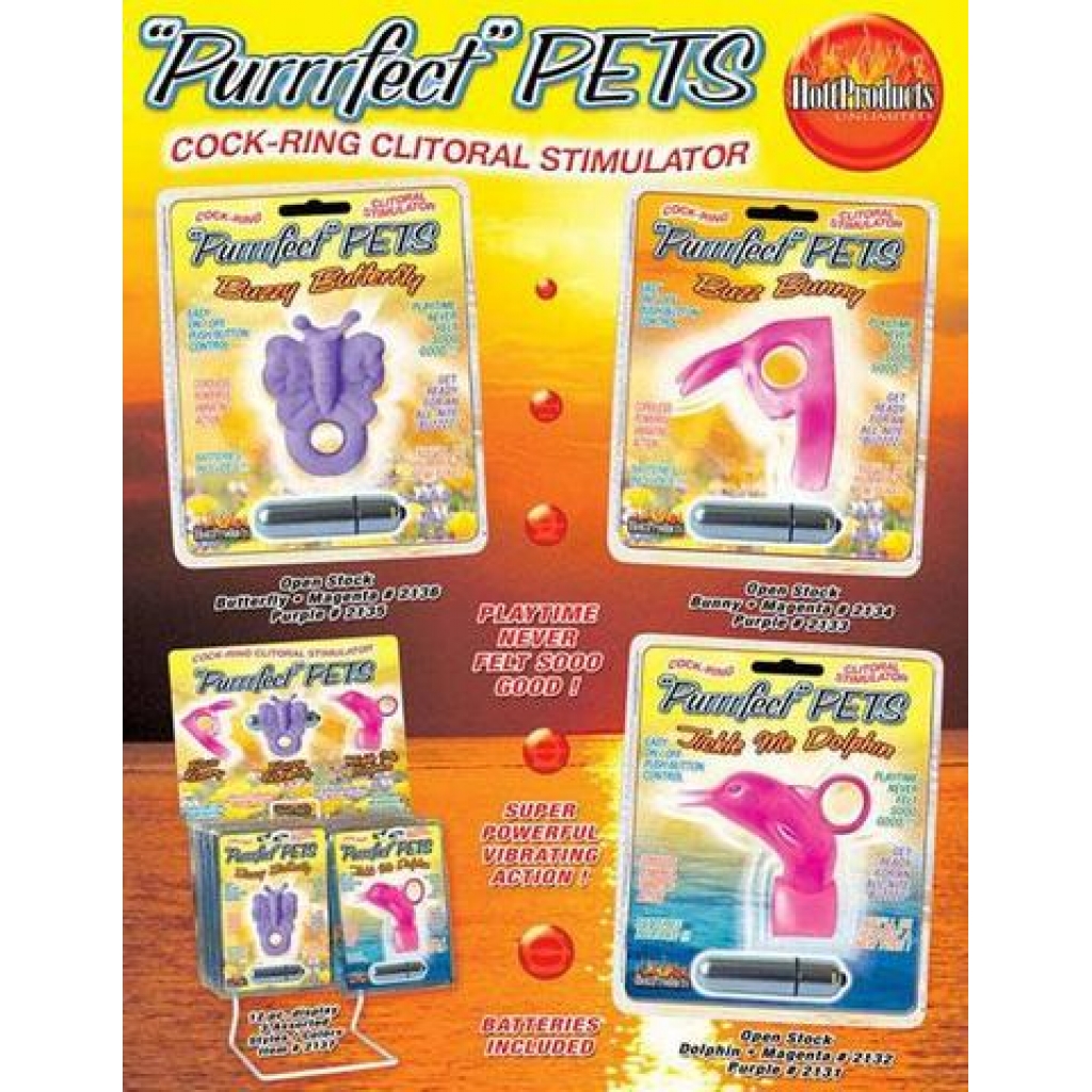 Purrfect Pet Butterfly Magenta - Couples Vibrating Penis Rings