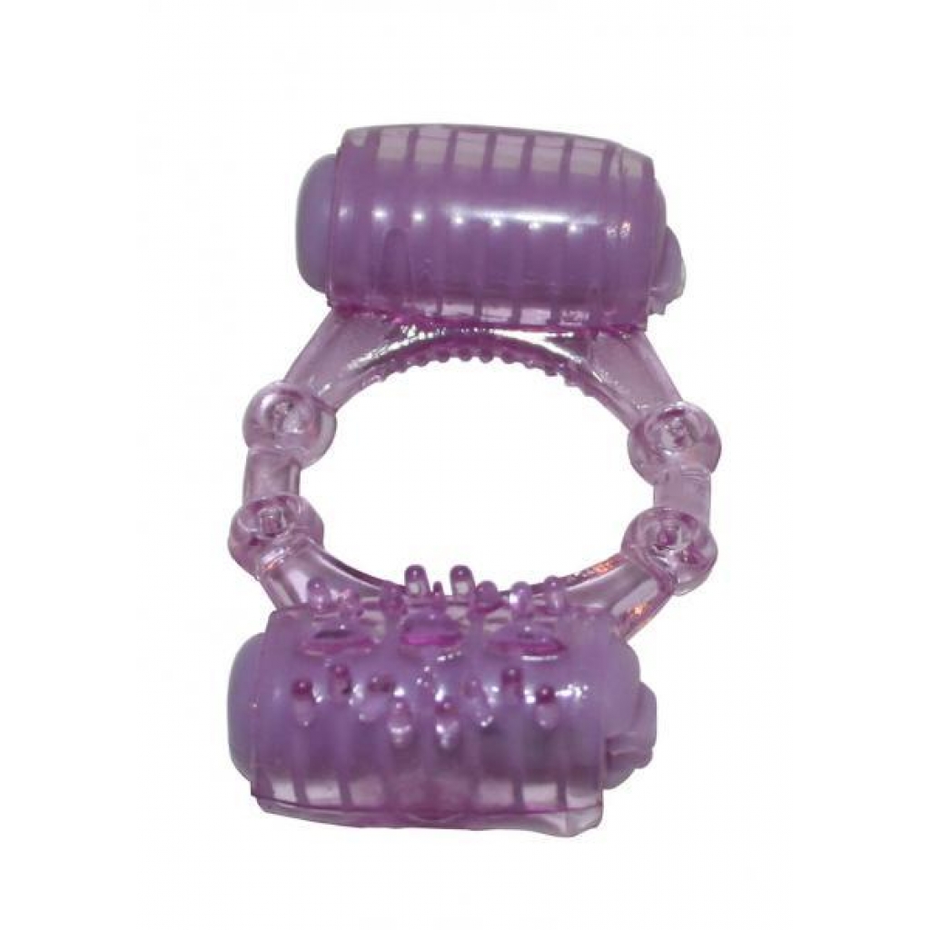 Humm Dinger Double Dinger Cock Ring Purple - Couples Vibrating Penis Rings