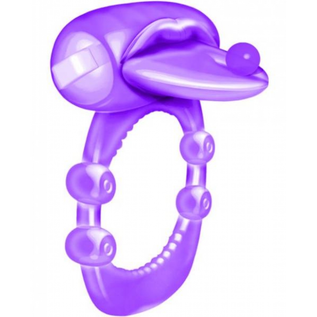 Xtreme Vibe Pierced Tounge Purple Ring - Couples Vibrating Penis Rings