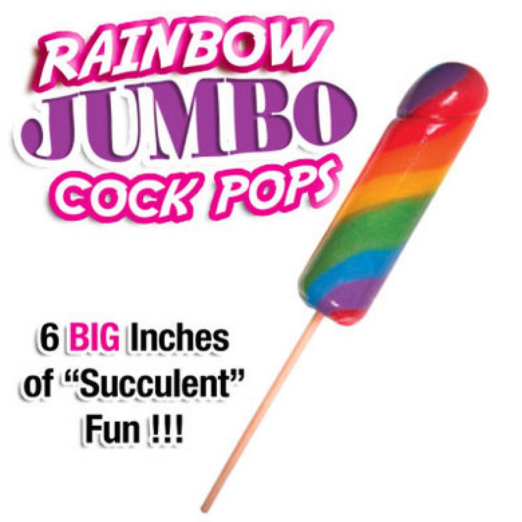 Jumbo Rainbow Cock Pops 6Pc Display - Adult Candy and Erotic Foods