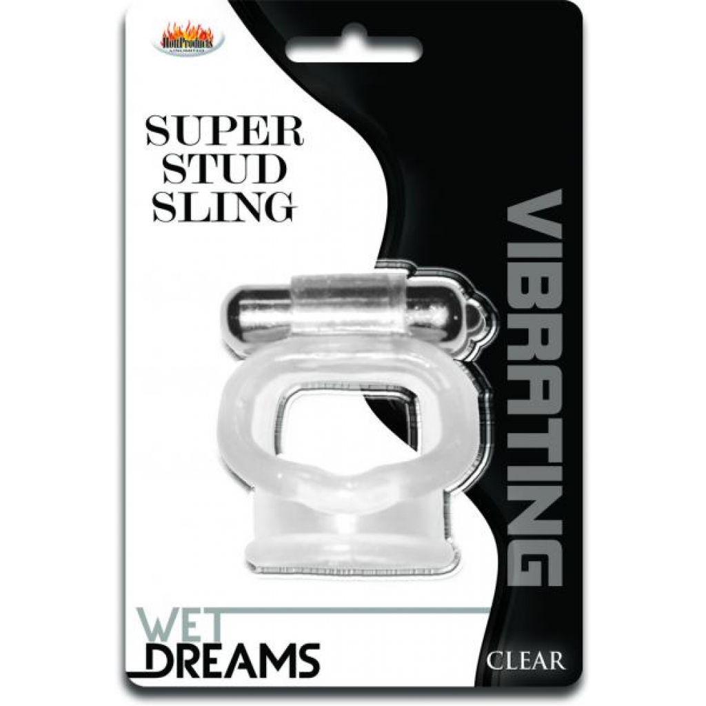 Wet Dreams Super Stud Sling Clear - Couples Vibrating Penis Rings