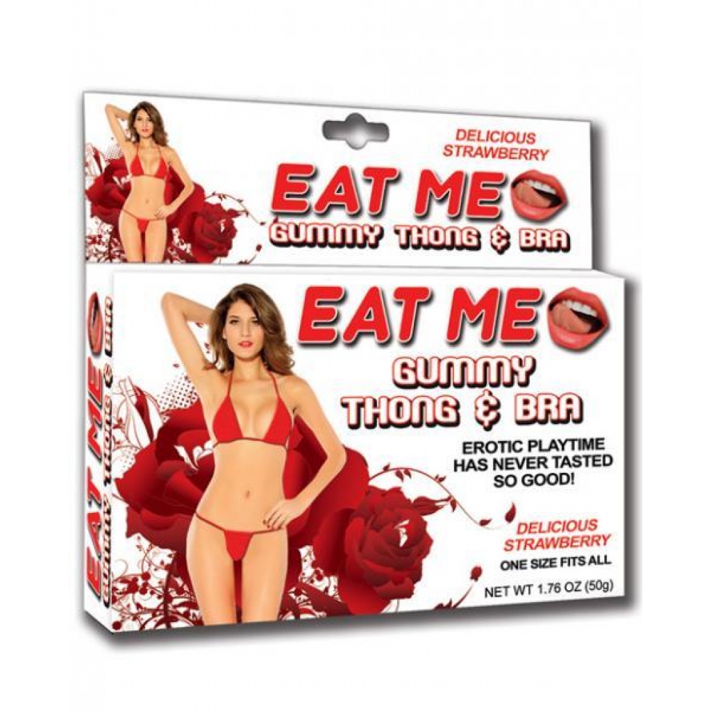 Eat Me Gummy Thong & Bra Strawberry - Adult Candy and Erotic Foods