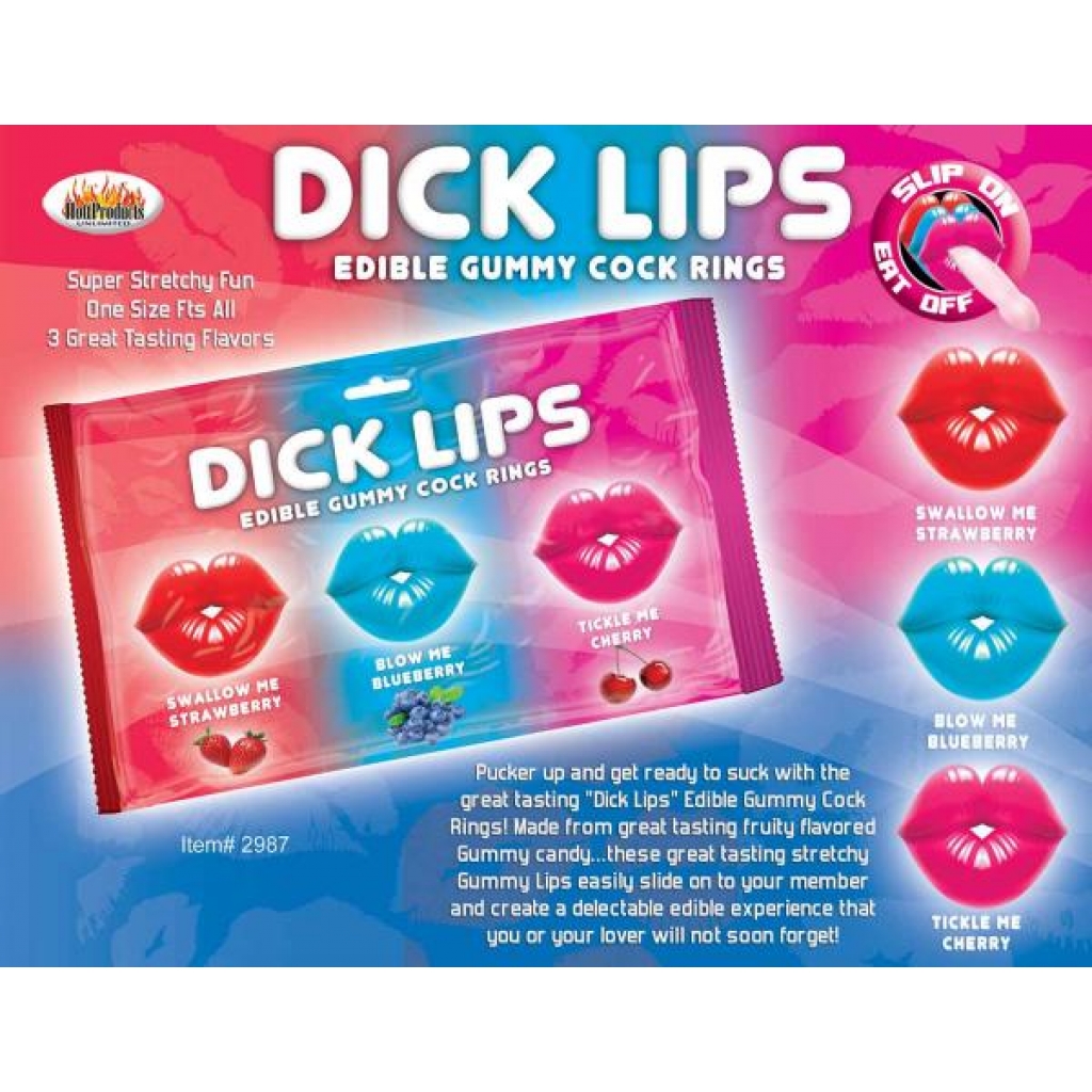 Dick Lips Gummy Cock Rings 3 Pack - Adult Candy and Erotic Foods