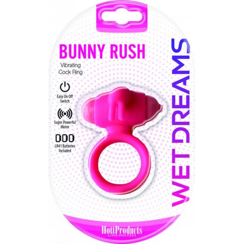 Wet Dreams Bunny Rush Cockring W/ Rabbit Ears - Couples Vibrating Penis Rings