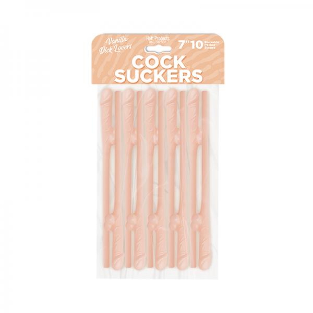 Cock Suckers Pecker Straws Vanilla Lovers 10pk - Serving Ware