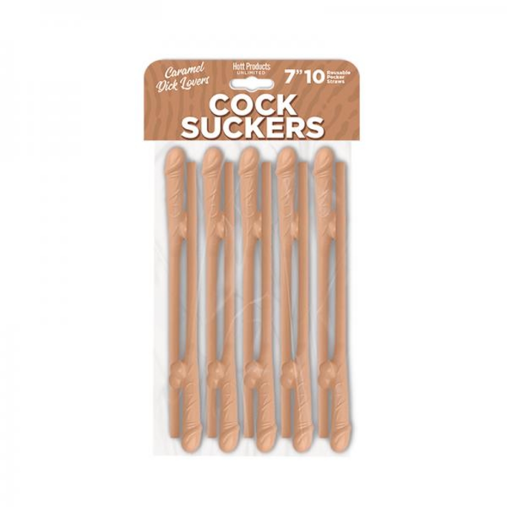 Cock Suckers Pecker Straws Caramel Lovers 10pk - Serving Ware