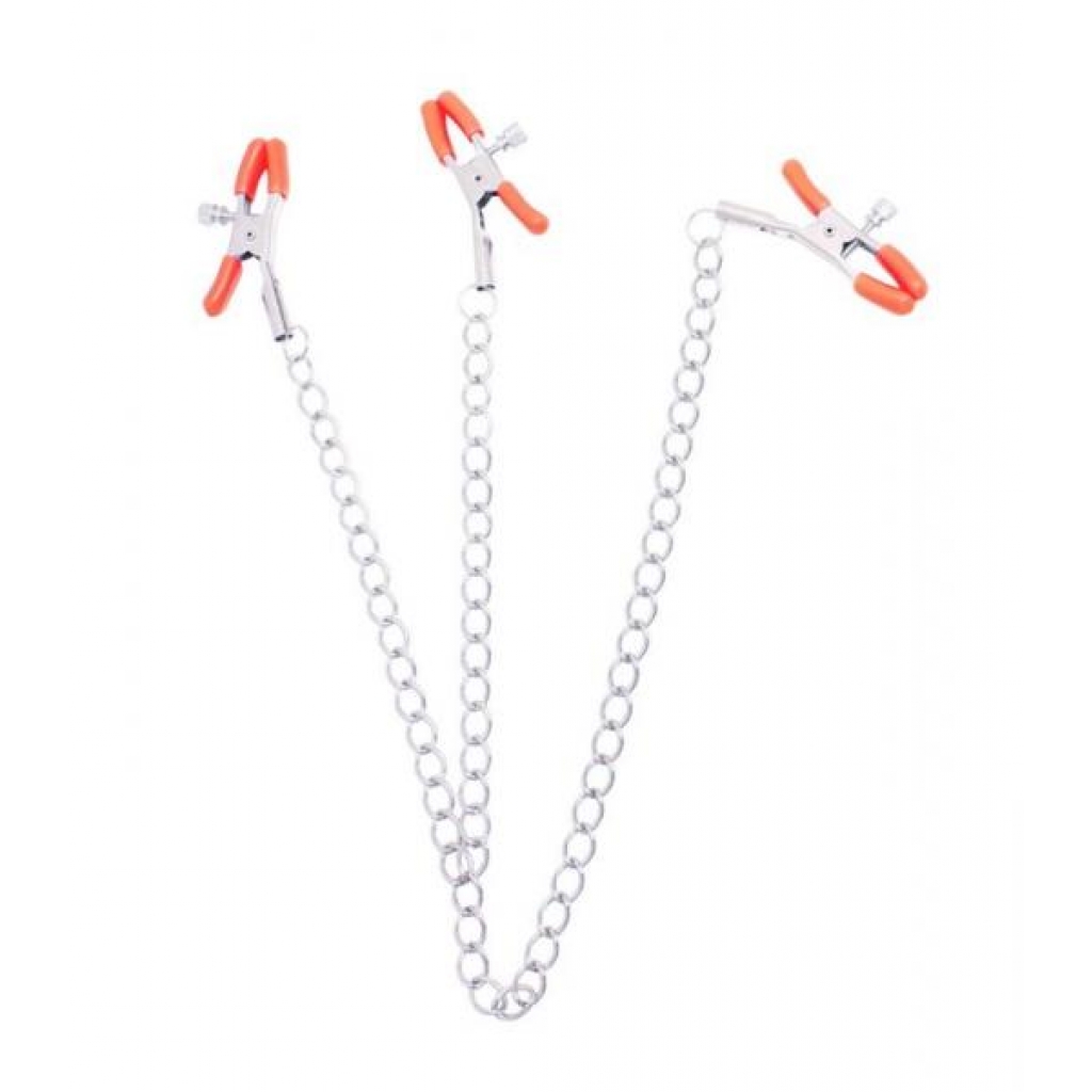 Triple Your Pleasure Nipple & Clitoral Clamps Chain - Nipple Clamps