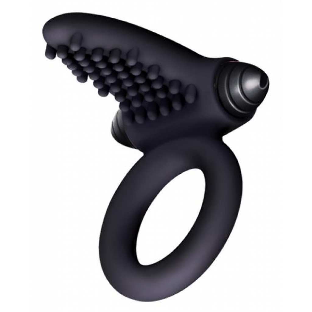 The Nines Bullet Ring Tongue Vibrator Black - Couples Vibrating Penis Rings