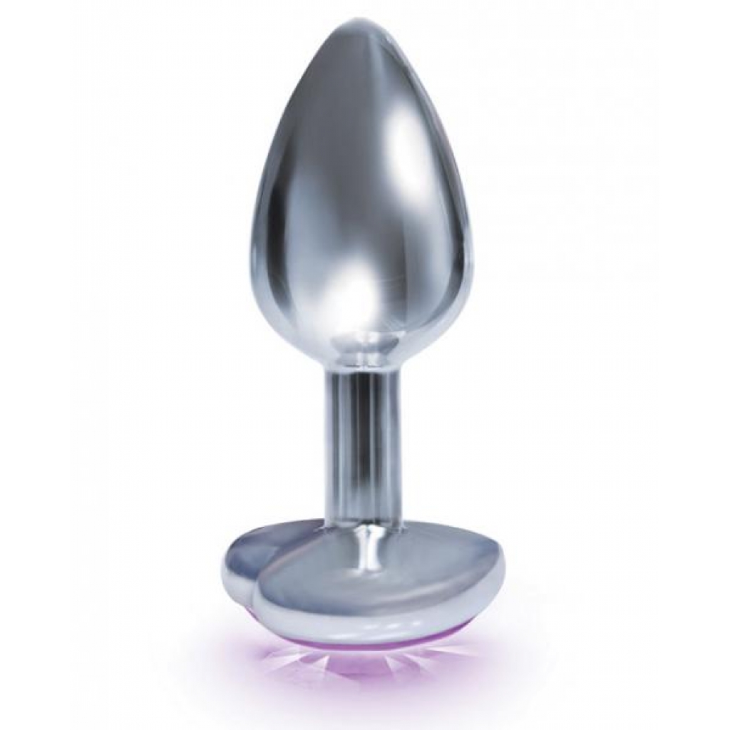 The Silver Starter Heart Bejeweled Stainless Steel Plug Violet - Anal Plugs