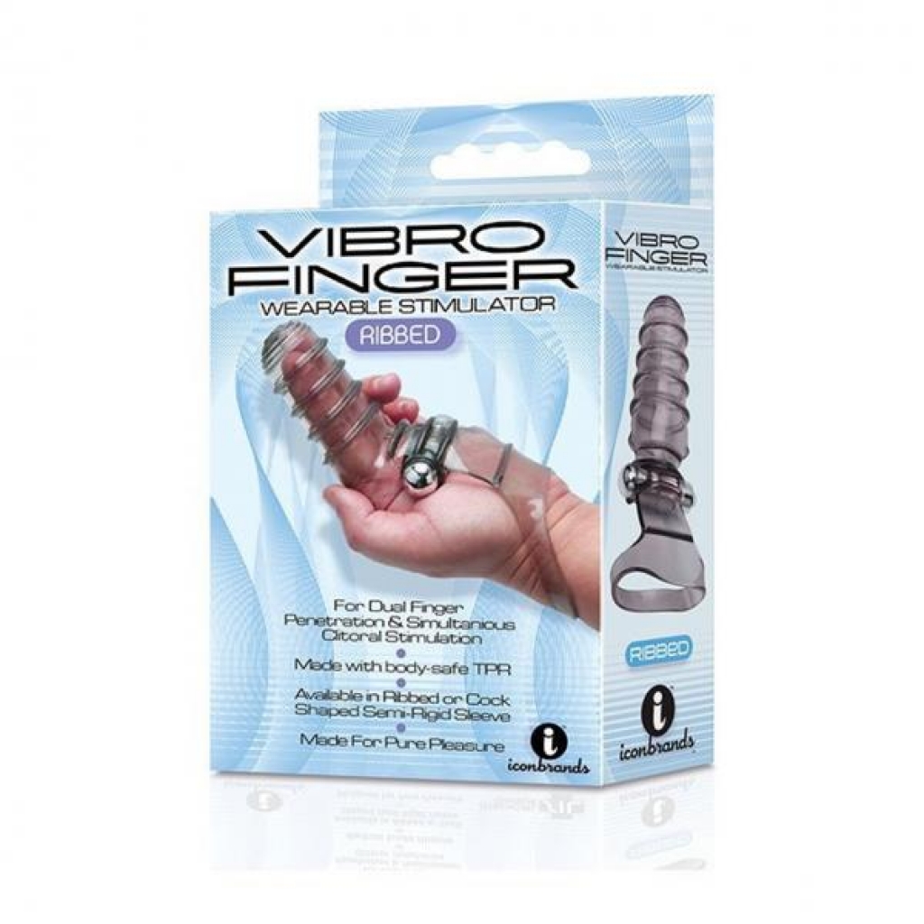 The 9's Vibrofinger Ribbed Finger Massager Grey - Finger Vibrators