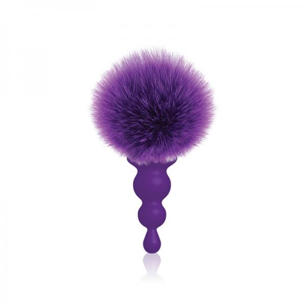 The 9s Cottontails Bunny Tail Butt Plug Beaded Purple - Anal Plugs