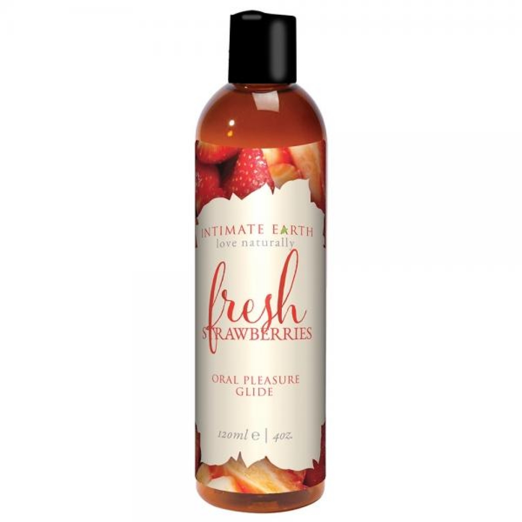 Intimate Earth Flavored Glide Fresh Strawberries 4oz - Lubricants