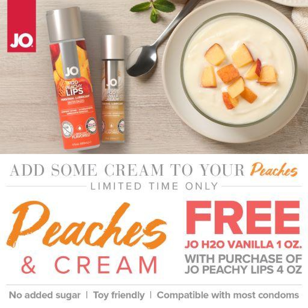 Jo Peaches & Cream Peachy Lips 4oz & Vanilla 1oz - Lickable Body