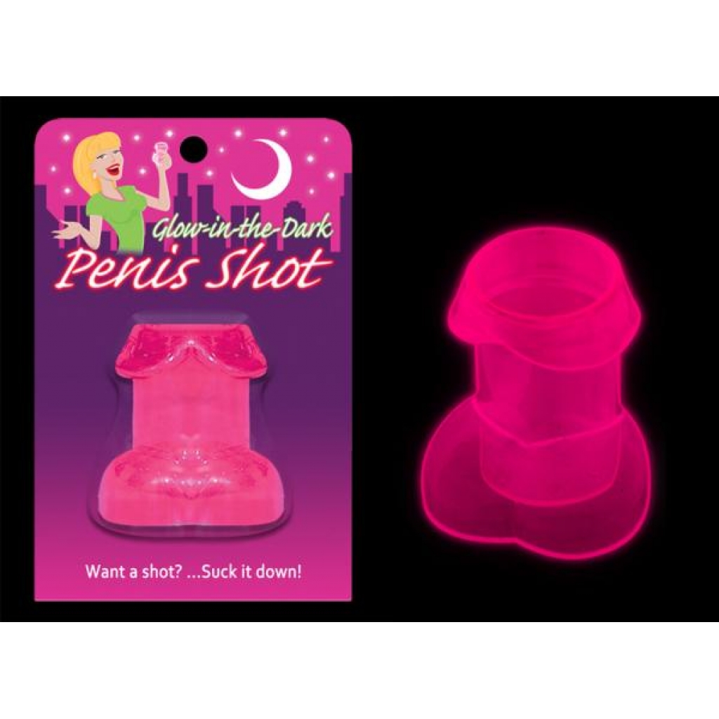 Glow In The Dark Penis Shot Glass Pink - Serving Ware