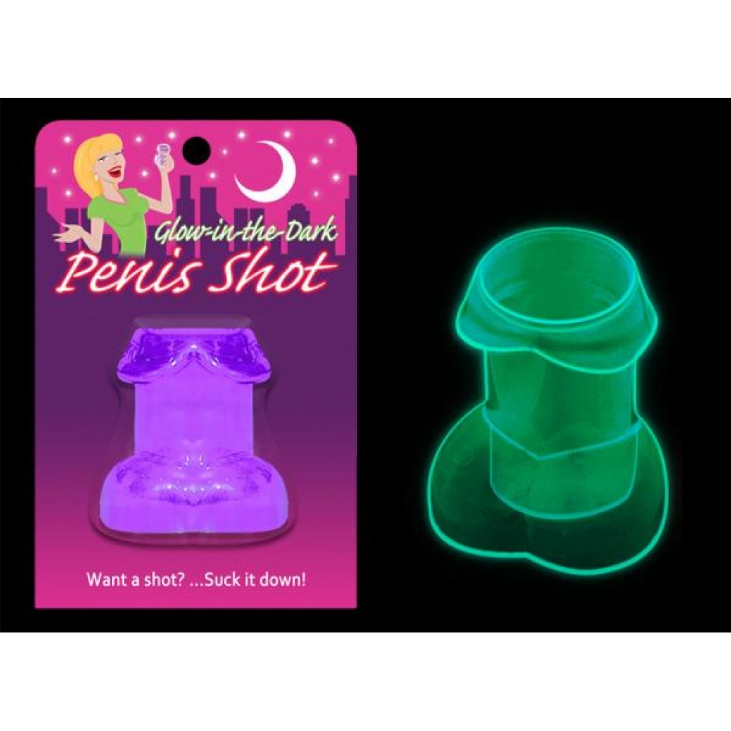 Glow In The Dark Penis Shot Glass Purple - Serving Ware