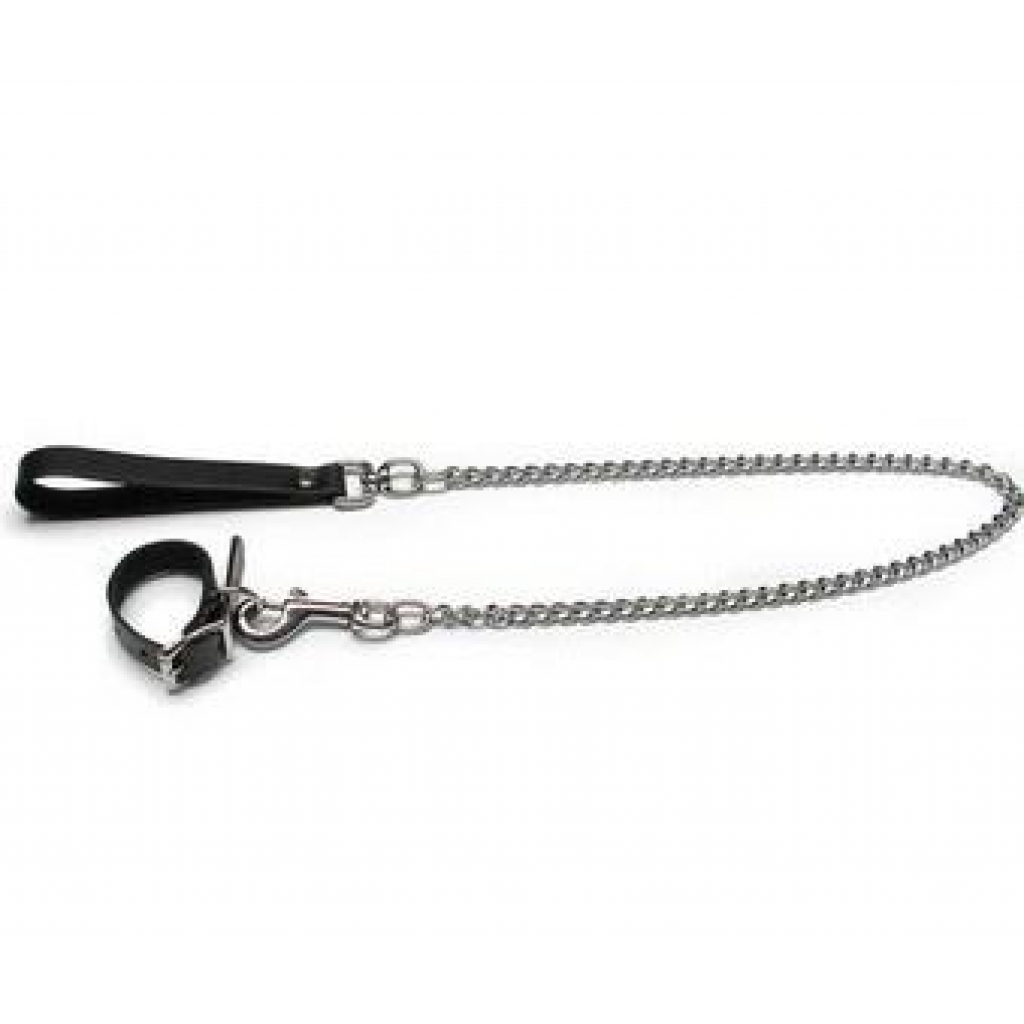 Buckling Cockring and Chain Leash Set - Mens Cock & Ball Gear