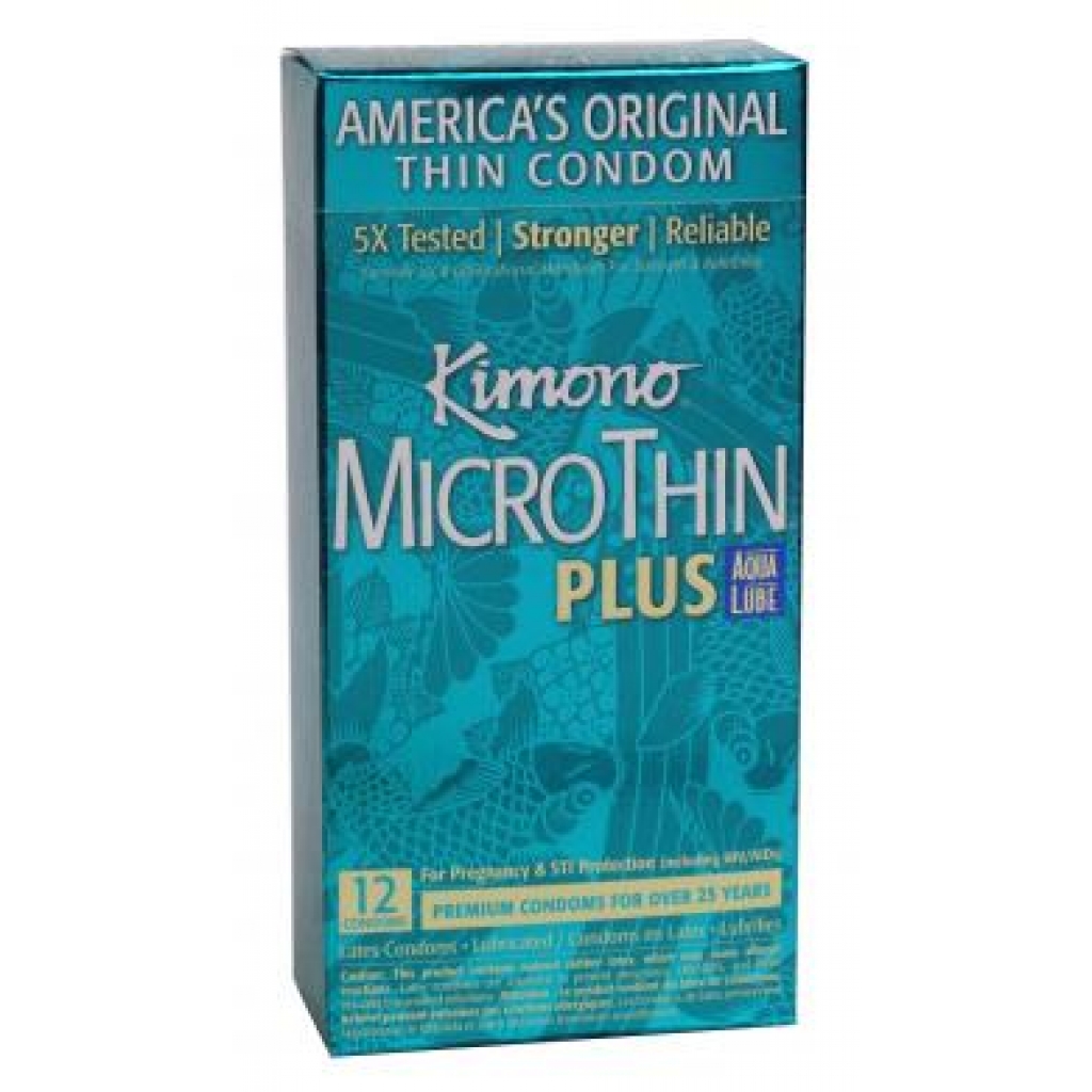 Kimono Micro Thin Condoms with Aqua Lube - 12 Pack