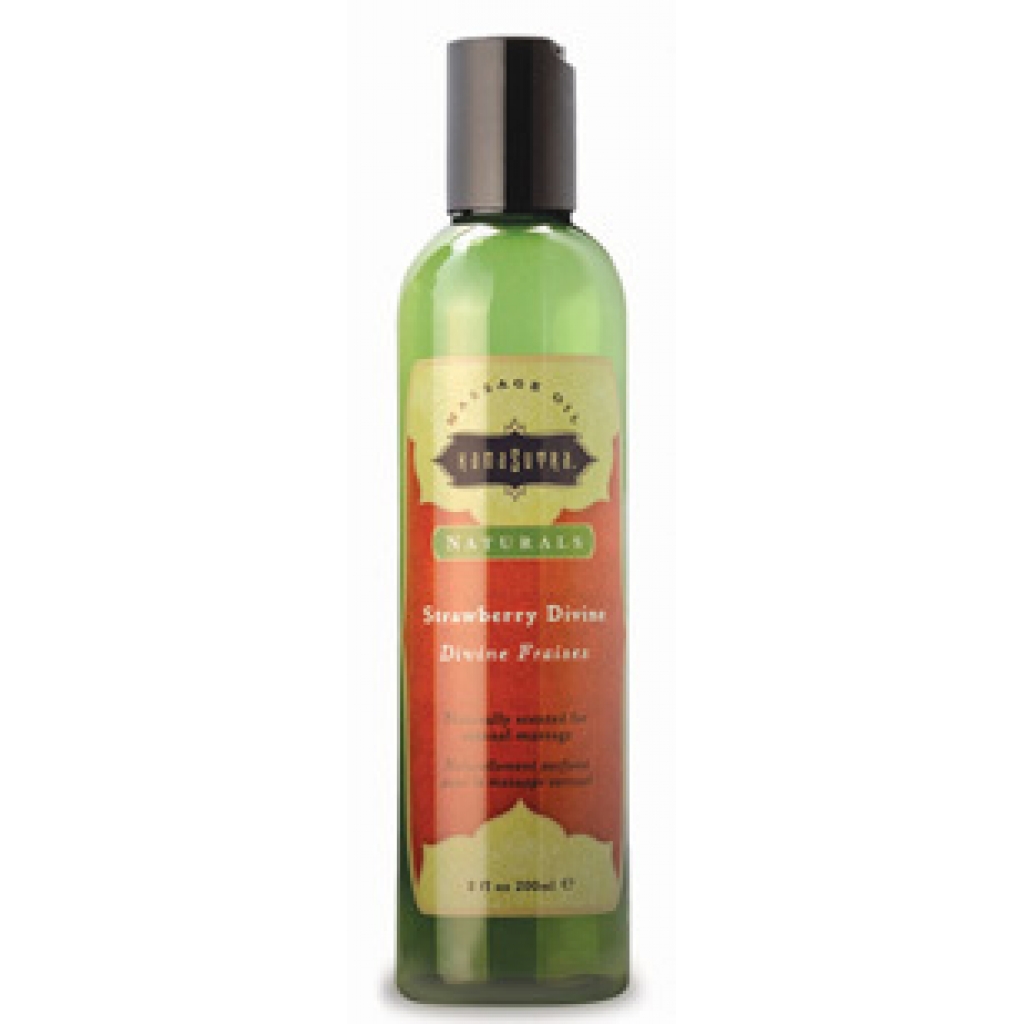 Kama Sutra Naturals Massage Oil Strawberry Divine 8oz - Sensual Massage Oils & Lotions