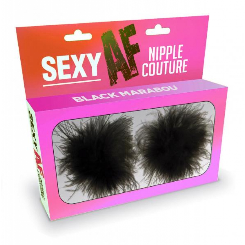 Sexy Af Black Marabou Nipple Covers - Pasties, Tattoos & Accessories