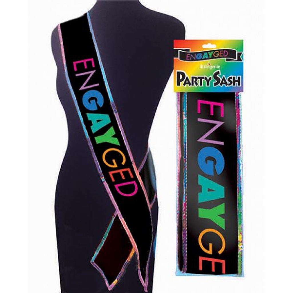 Engayged Sash Black O/S - Party Wear