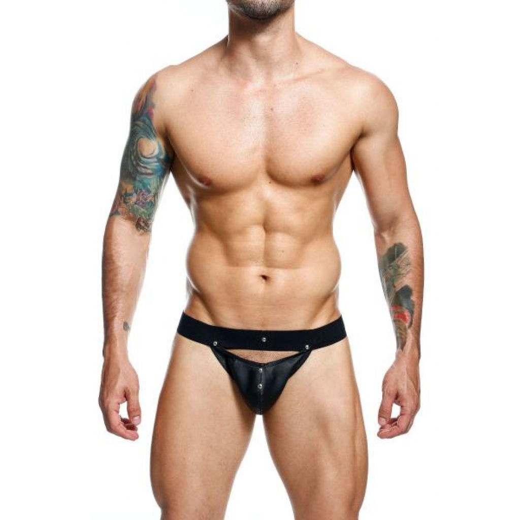 Male Basics Dngeon Peekaboo Jockstrap Black O/s (hanging) - Mens Underwear