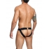 Male Basics Dngeon Peekaboo Jockstrap Black O/s (hanging) - Mens Underwear