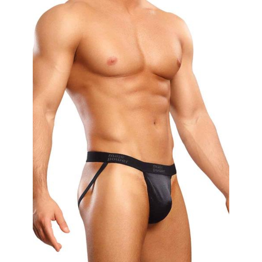 Satin Lycra Jock Strap - Black L/XL