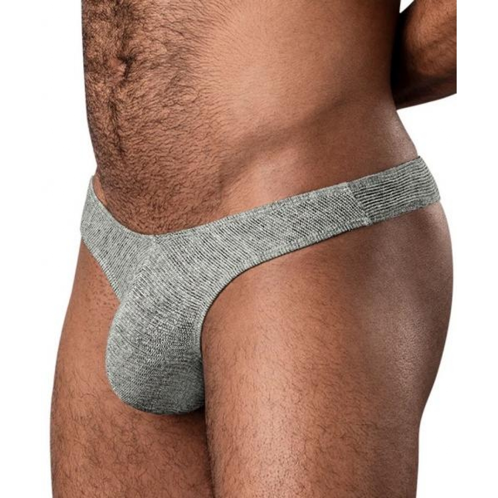 Ribbed & Ready Thong Grey S/m - Mens Underwear