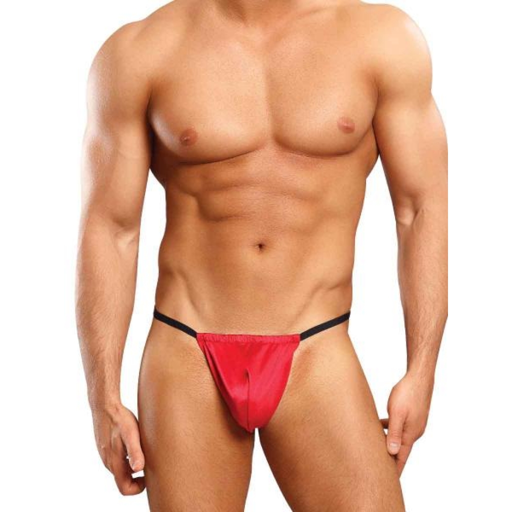 Male Power Posing Strap Satin Lycra Red O/S - Mens Underwear