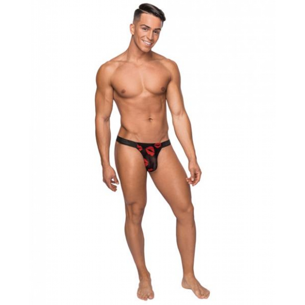 Micro Thong V Sheer Lips Black S/M - Mens Underwear