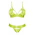 Strap Tease Bra & Crotchless Panty Neon Yellow 2xl - Bra Sets