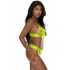 Strap Tease Bra & Crotchless Panty Neon Yellow L/xl - Bra Sets