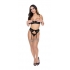 Ooh La Lace Demi Bra Garter & Tanga Black 2xl - Bra Sets