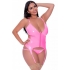 Club Candy Basque & Cheeky Panty Pink 2xl - Bra Sets