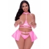 Club Candy Bra Skirt & Thong Pink 2xl - Bra Sets