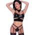 Club Candy Bra Harness & Panty Black S/m - Bra Sets