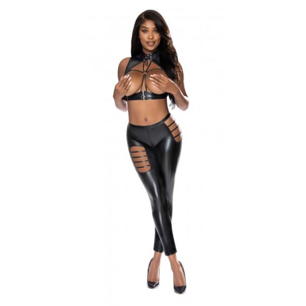 Liquid Onyx Open Vest & Leggings Black L/xl - Bra Sets