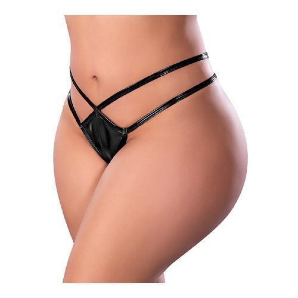 Liquid Onyx Crotchless Panty Black 2xl - Babydolls & Slips