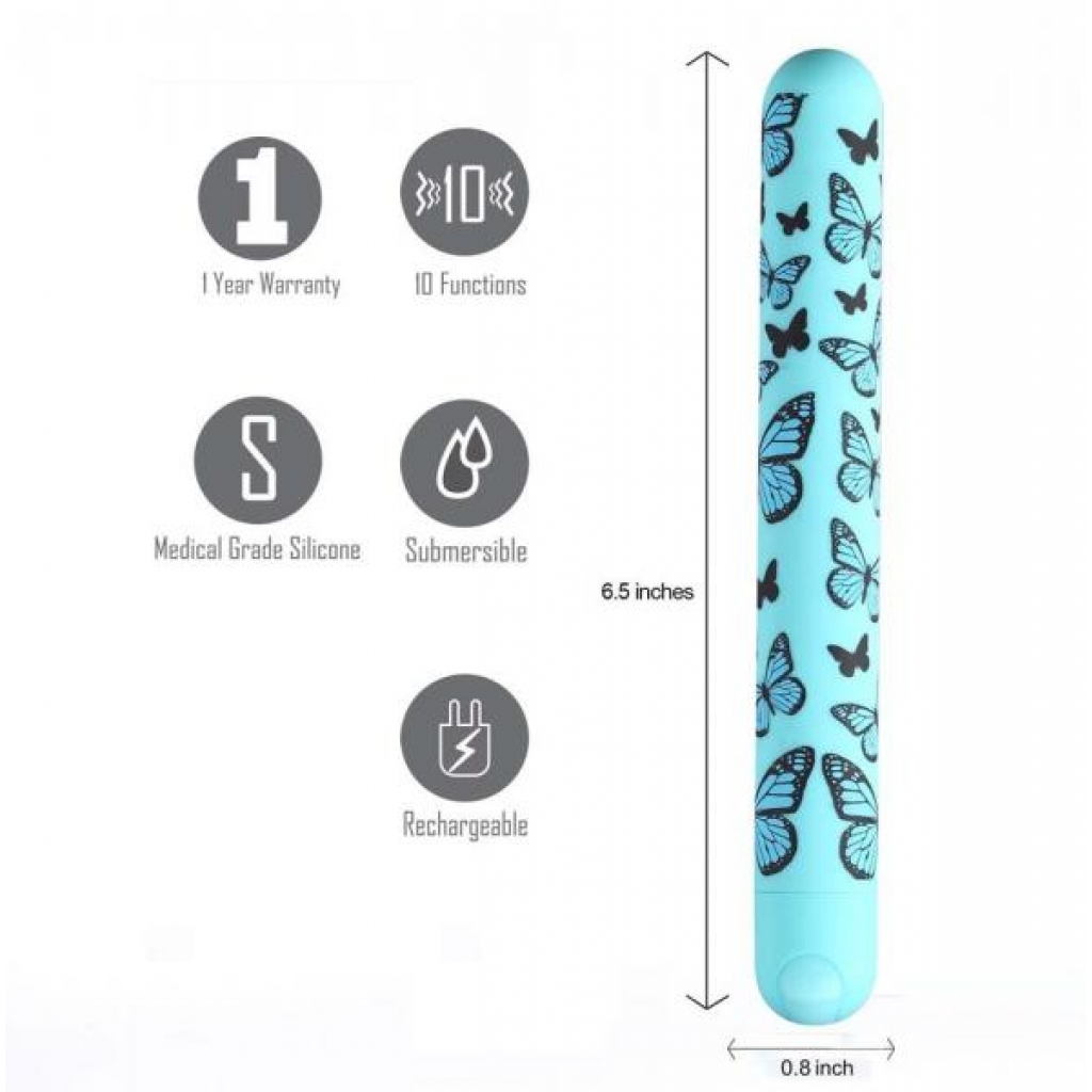 Monarch Butterfly Pattern Long Rechargeable Bullet - Bullet Vibrators