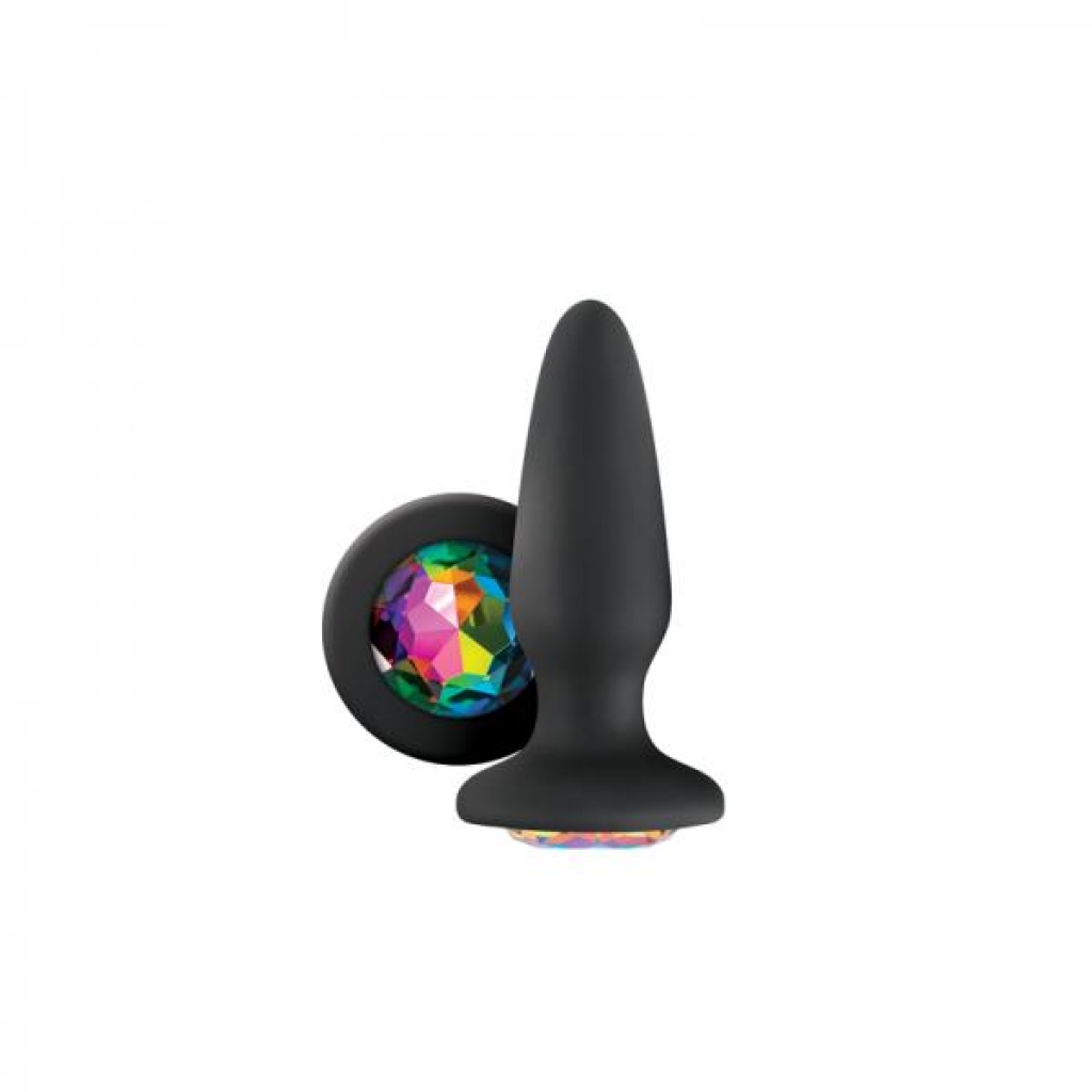 Glams Black Silicone Butt Plug Rainbow Gem - Anal Plugs