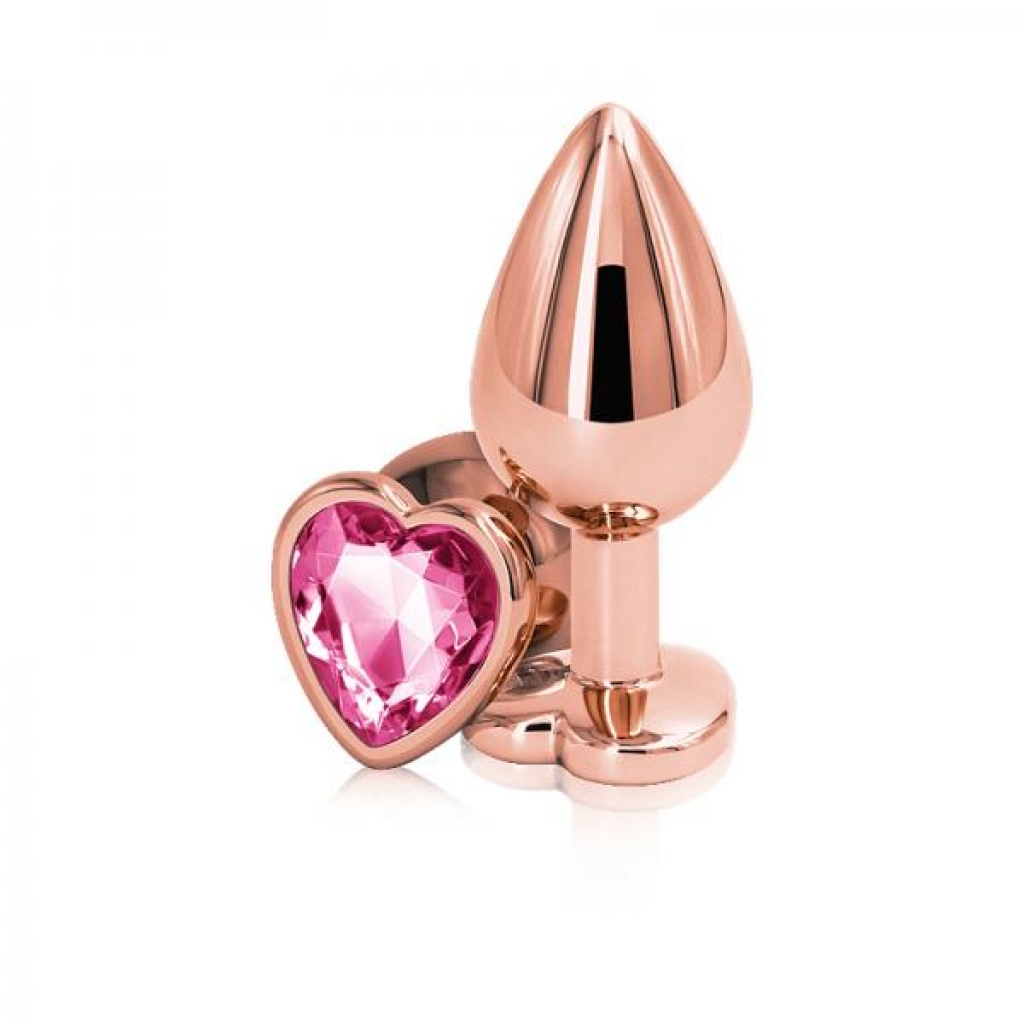 Rear Assets Rose Gold Heart Medium Butt Plug - Pink