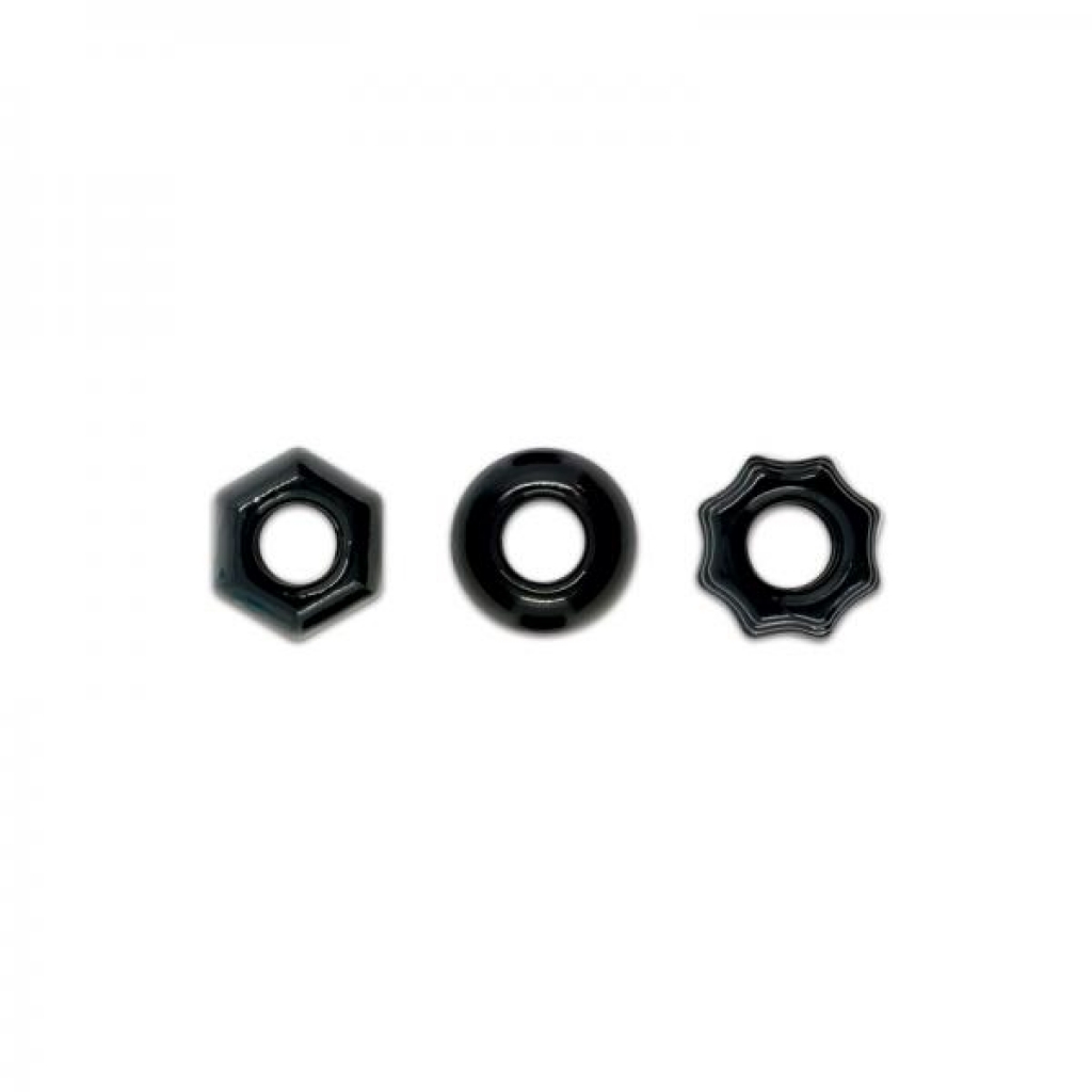 Renegade Chubbies 3 Pack Cock Rings Black - Cock Ring Trios