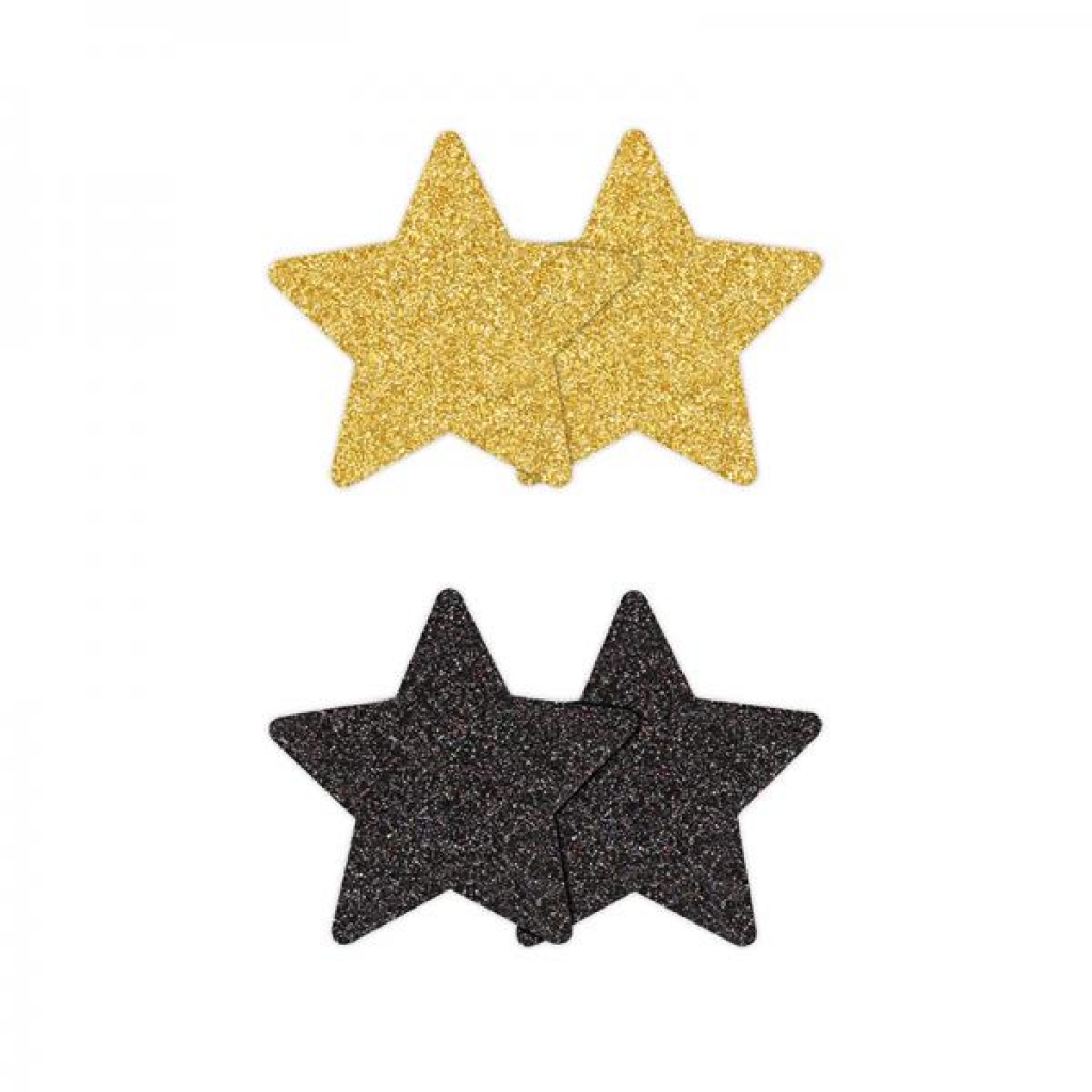 Pretty Pasties Glitter Stars Black/gold 2 Pair - Pasties, Tattoos & Accessories